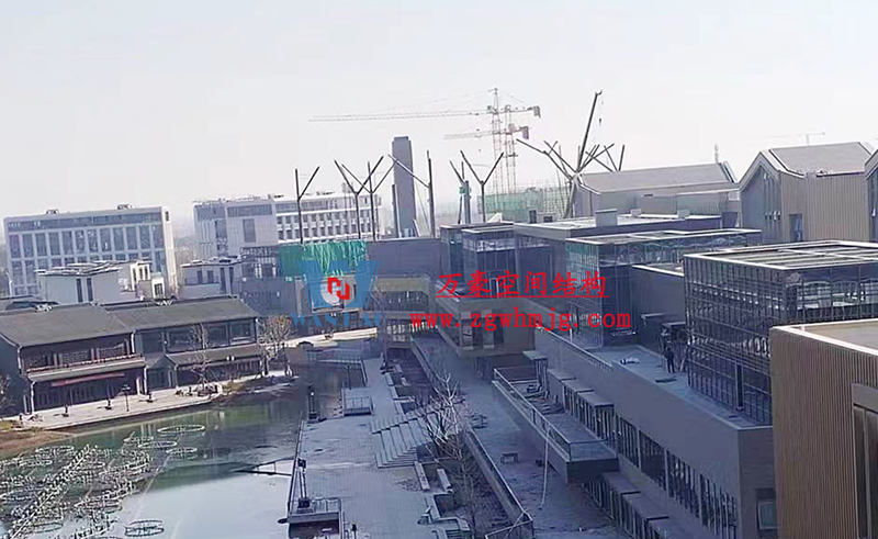 合肥文一塘溪津門天幕鋼結(jié)構及ETFE氣枕膜工程施工進度