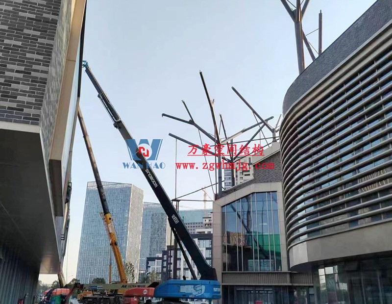 合肥文一塘溪津門天幕鋼結(jié)構及ETFE氣枕膜工程施工進度