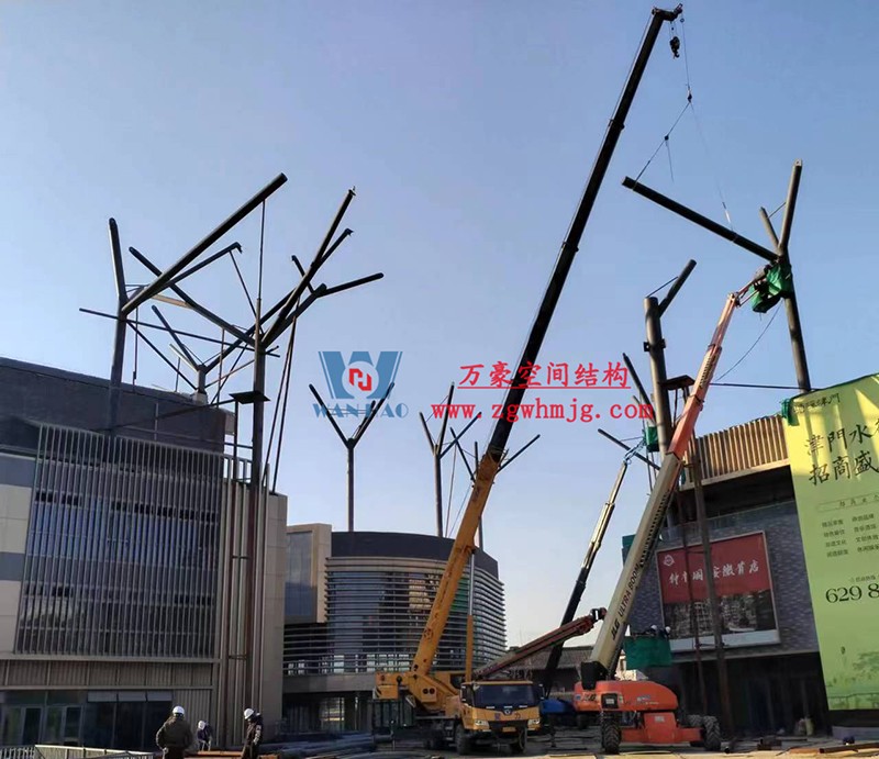 合肥文一塘溪津門天幕鋼結(jié)構及ETFE氣枕膜工程施工進度